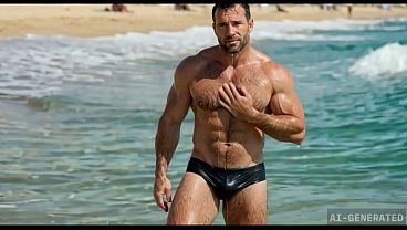 AiGenerated Men at the Beach