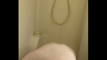 Dildo in the shower  striptease and dildo cums