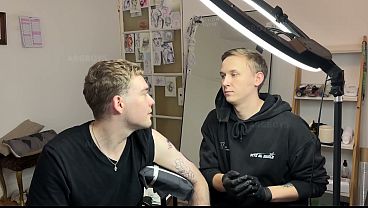 Sexy Tattoo Artist Gets his Cock Sucked while Eating Clientrsquos Big Ass until He Cums Messily