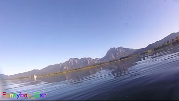 In a beautiful mountain lake I jerk off underwater my cock but it was too cold to cum S