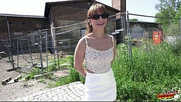 GERMAN SCOUT  Tiny Brazilian Fit Girl Cintia Lara at Outdoor Casting Fuck