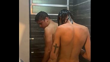 Fucking my friend039s ass in the gym bathroom