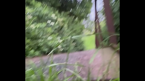 Teen guy strips naked and walks in public park nervously Voyeur