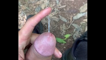 Huge cock precummed on the trail