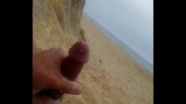 Beach masturbation with cumshot