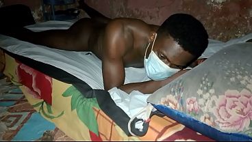 African Black Guy fucks his bed and watches his cum