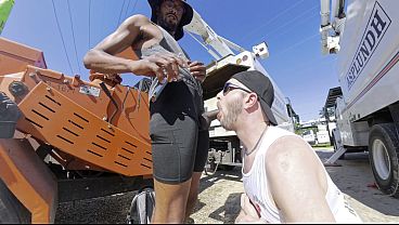 White cocksucker deepthroats BBC out in public