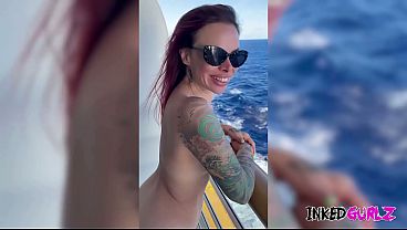 Inked Gurlz  A Milf with Lot of Tattoos is Fucked Outdoor on a Boat