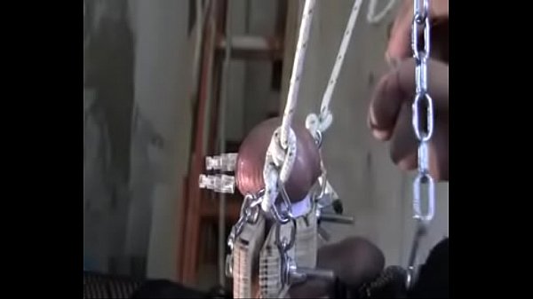 extreme session of BDSM  slut strav suspendet and 3 insert in ball
