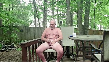 PoundinMyCock4U Jerks Off on his Back Deck in the Middle of the Day