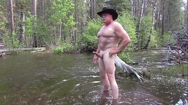 Naked bathing in the river