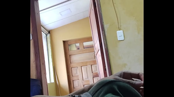Masturbating my cock with the door open