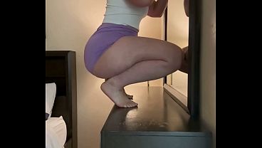 Morning routine of a thick mute girl