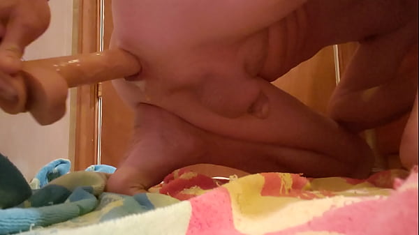 Amazing anal orgasm while enjoying dildo on my knees